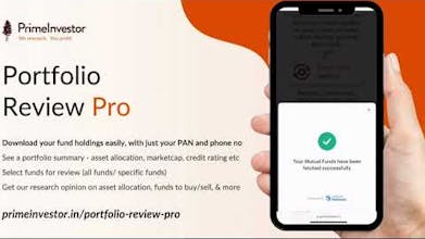 Immagine di uno smartphone con l&rsquo;interfaccia dell&rsquo;app Portfolio Review Pro: Accedi in modo fluido alle tue partecipazioni ai fondi comuni di investimento e ricevi consigli pratici per investire in modo più intelligente.