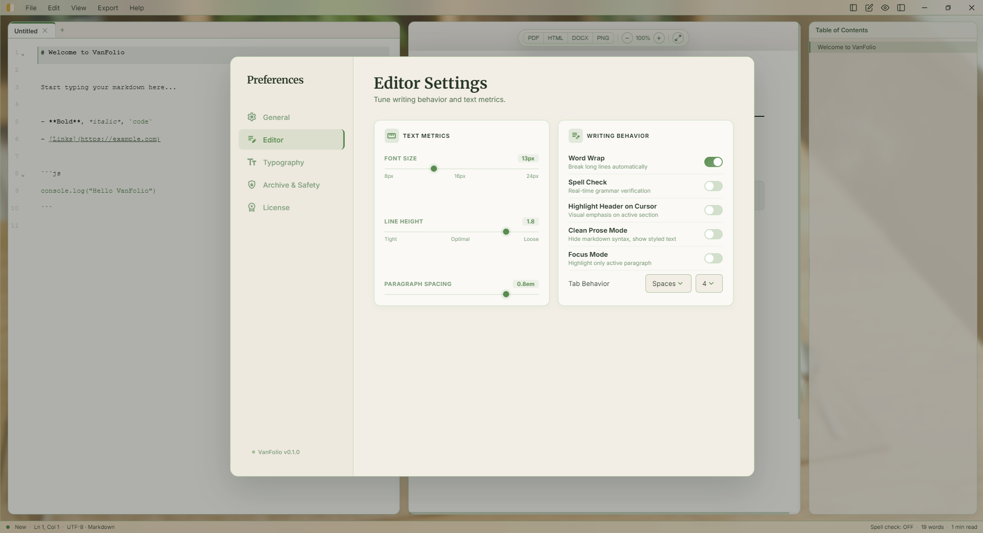 VanFolio — Markdown Workstation gallery image
