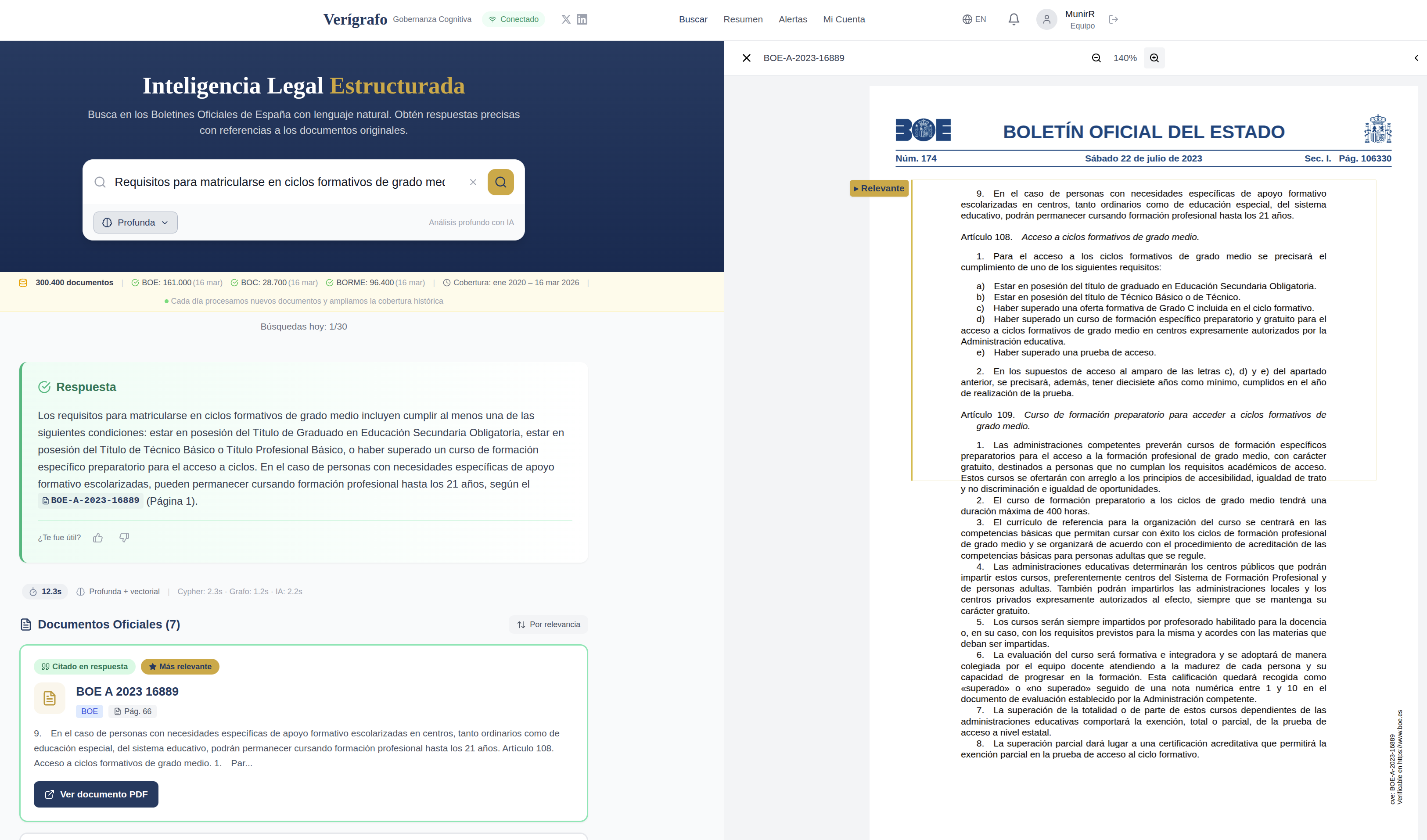 Verígrafo - Main product screenshot demonstrating key features and user interface