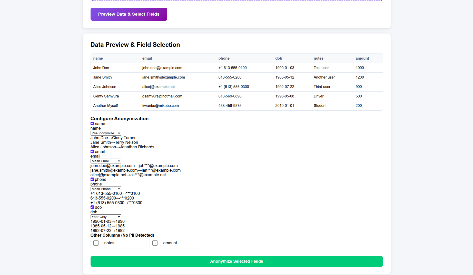 SanitiData - Screenshot 2 showing product features and functionality