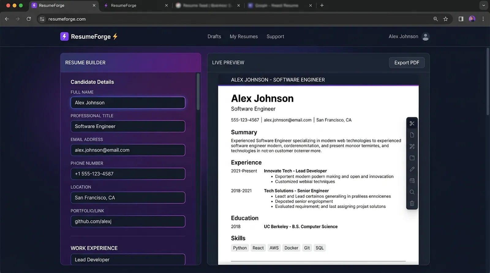 ResumeForge screenshot 1