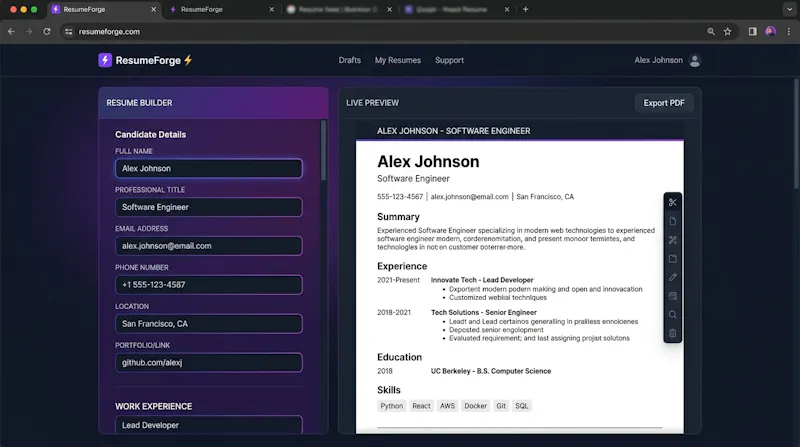 ResumeForge screenshot 1