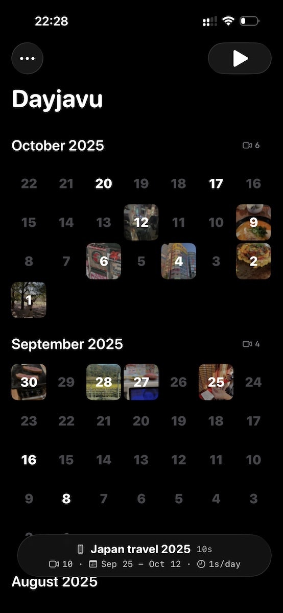 Dayjavu - Main screenshot showing features and interface