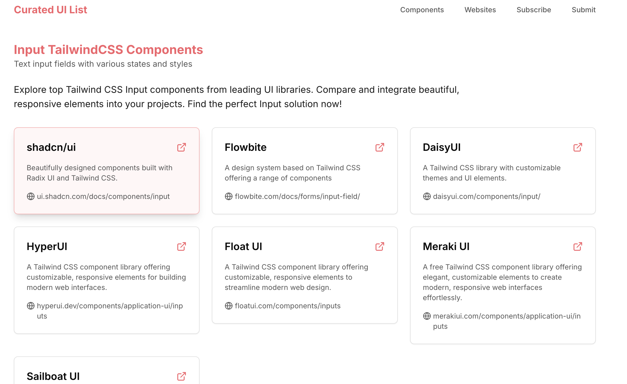 Lista de interfaz de usuario curada - Lista de componentes CSS deilos de cola gratuitos de sitios web líderes media 2