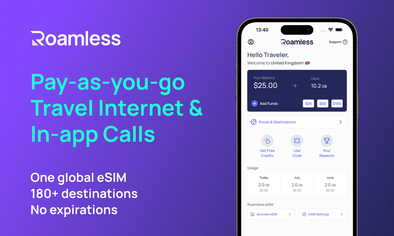 startuptile Roamless-Global eSIM for travelers in over 180 countries