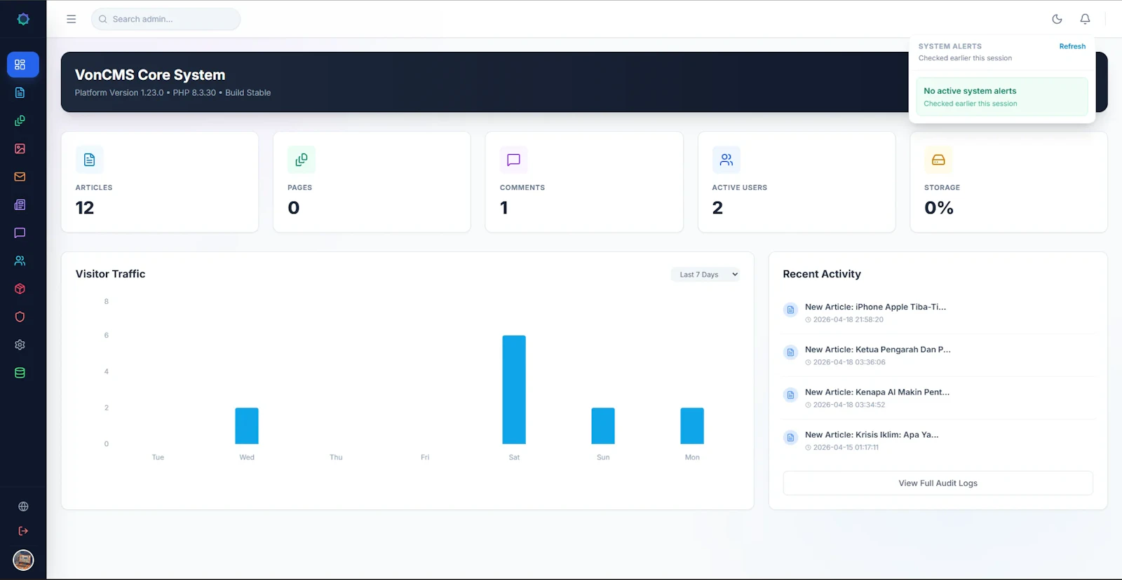 VonCMS screenshot 1