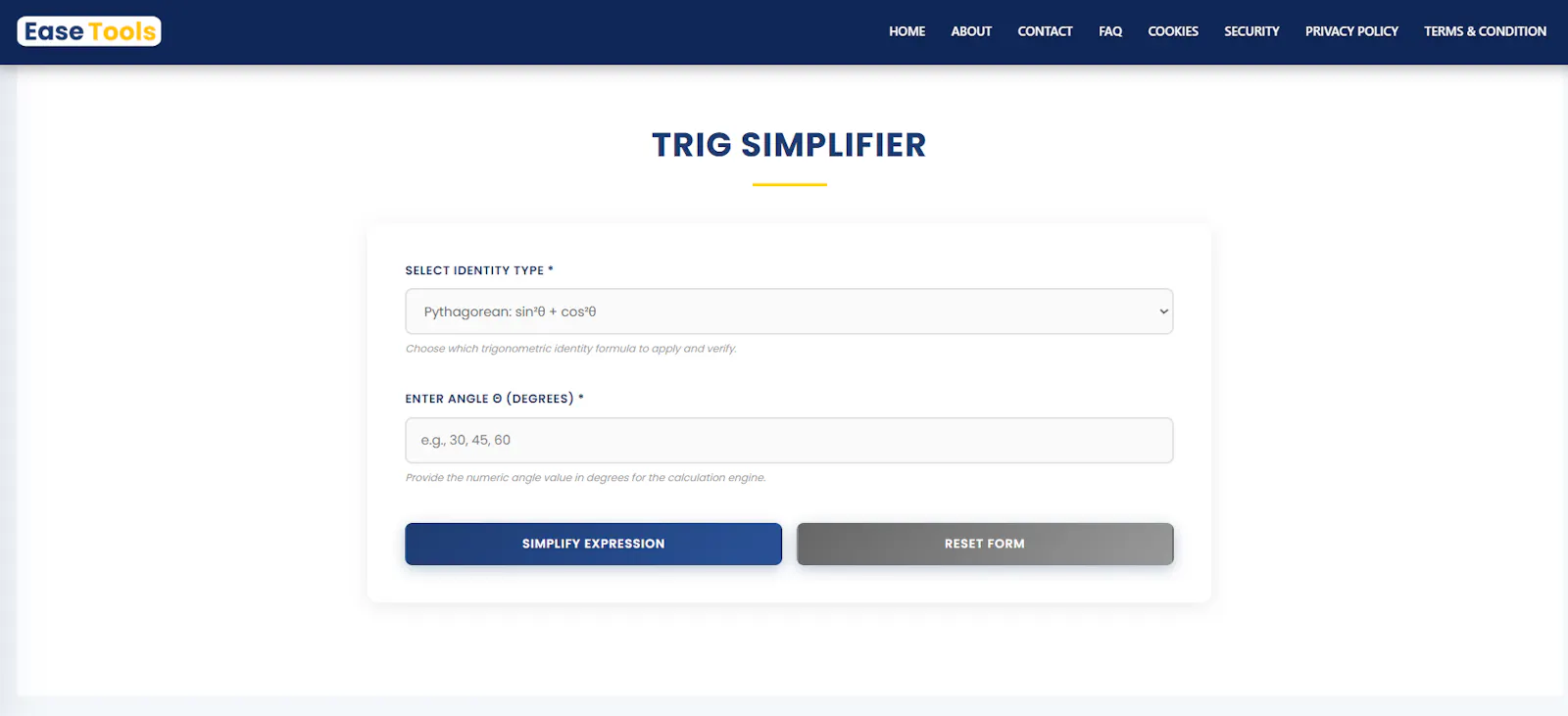Trig Simplifier  screenshot 1
