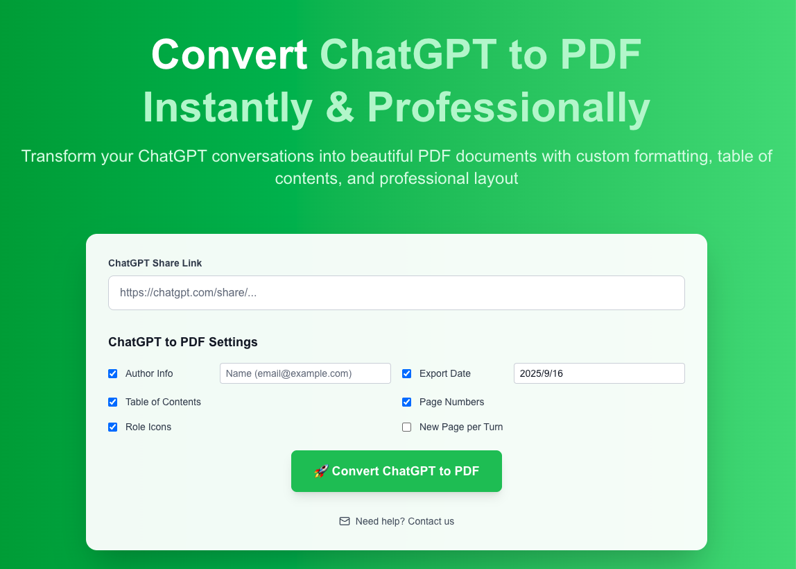 Chatgpt2pdf - ChatGPT konuşmalarını anında PDF'ye dönüştürün medya 1