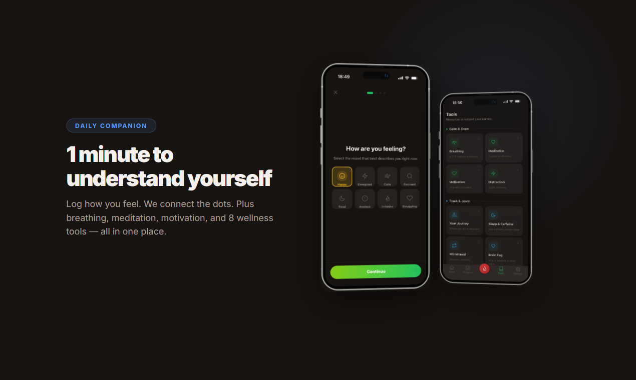 Uncaf — Break Free from Caffeine - Screenshot 4 showing product features and functionality
