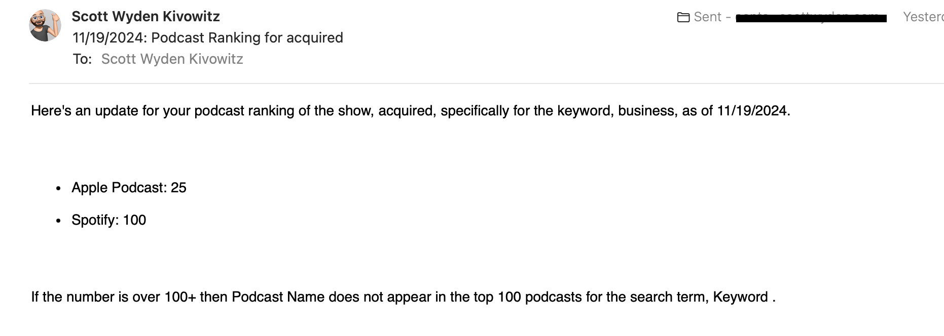 Relatório de classificação do podcast media 3