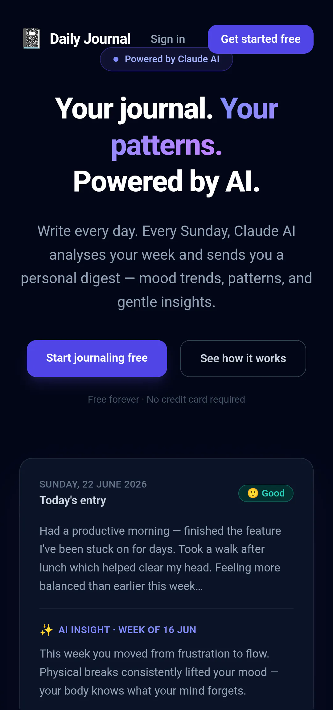Daily Journal + AI Insights