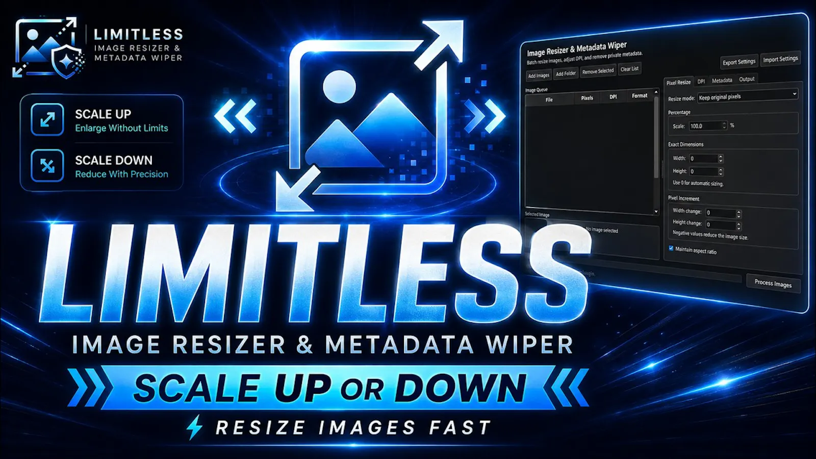 LIMITLESS Image Resizer & Metadata Wiper screenshot 1 (video preview)