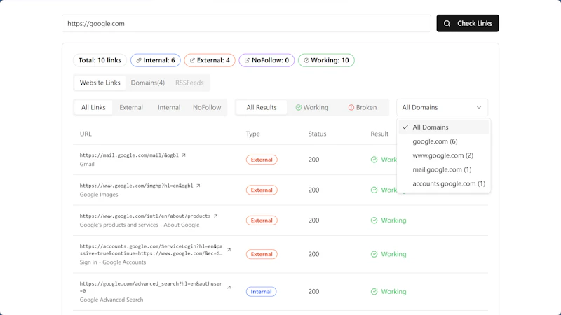 LinkChecker screenshot 2