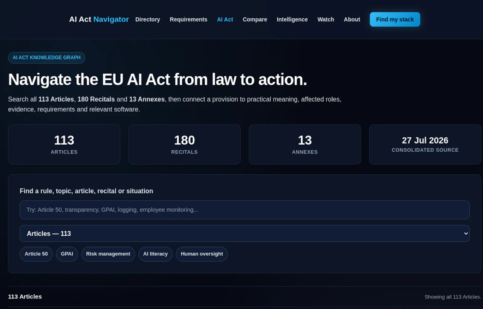 AI Act Navigator screenshot 2