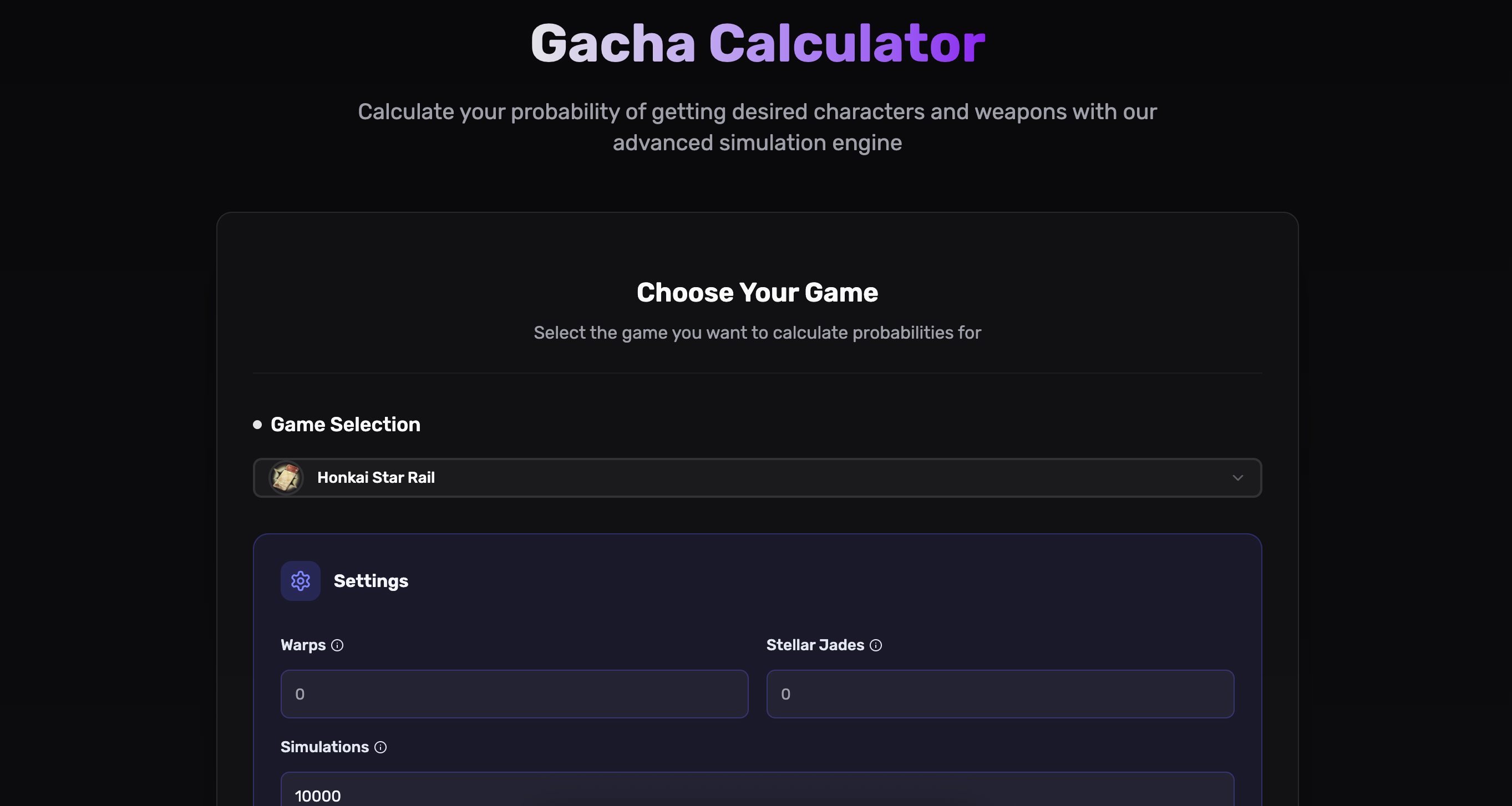 HSR Warp Calculator gallery image