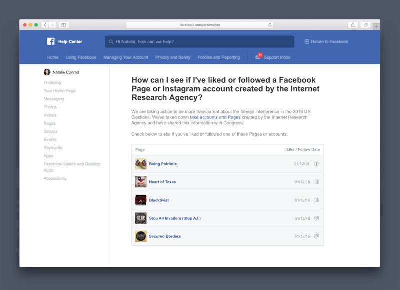 Facebook Help Center gallery image
