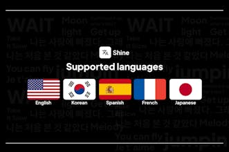 Shineブラウザ拡張機能が言語の壁を破ることを視覚的に表現したもので、SpotifyとYouTube Musicのロゴが見えます。背景には世界地図が描かれており、音楽の無限な世界を象徴しています。