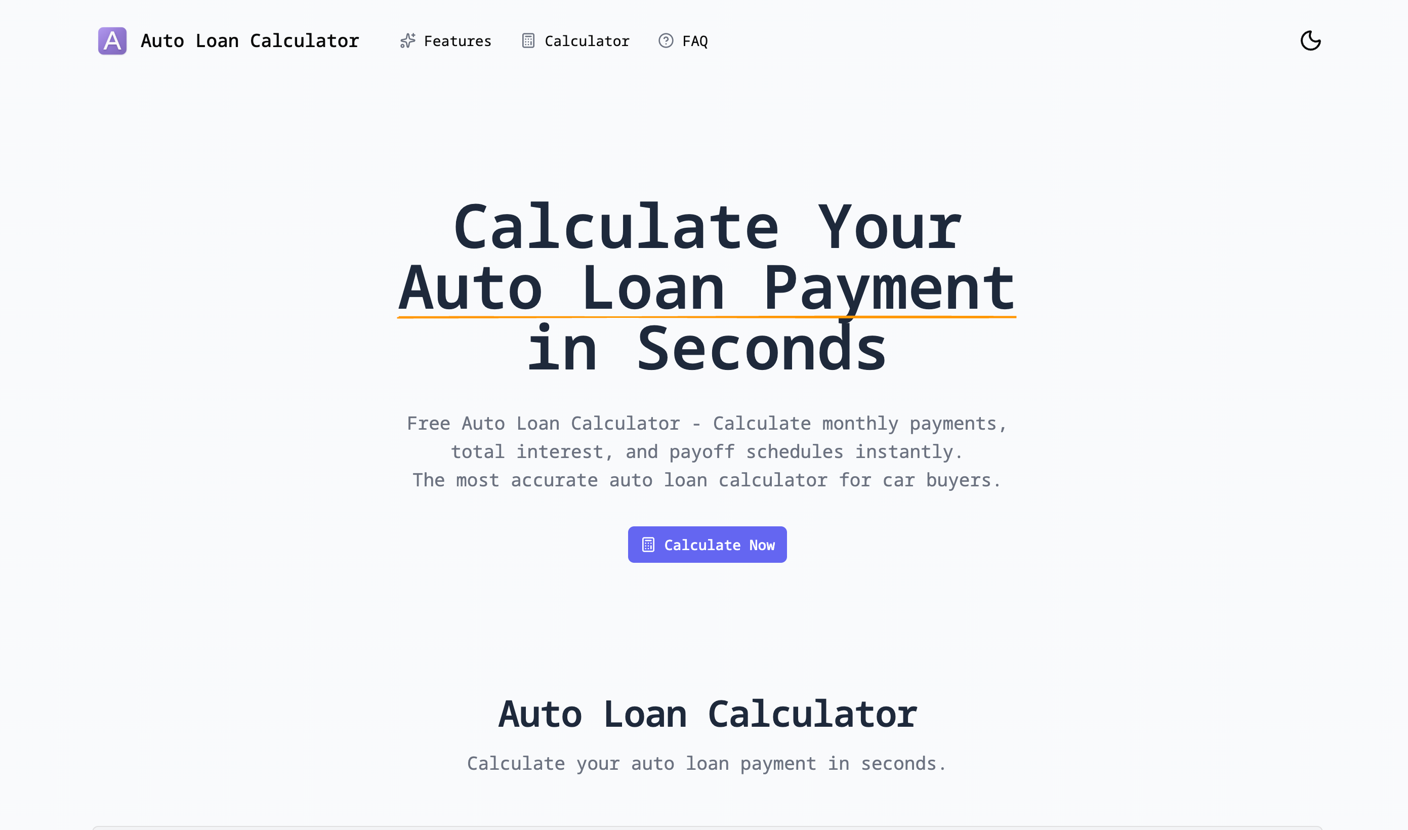 AutoLoanCalculator - Main product screenshot demonstrating key features and user interface