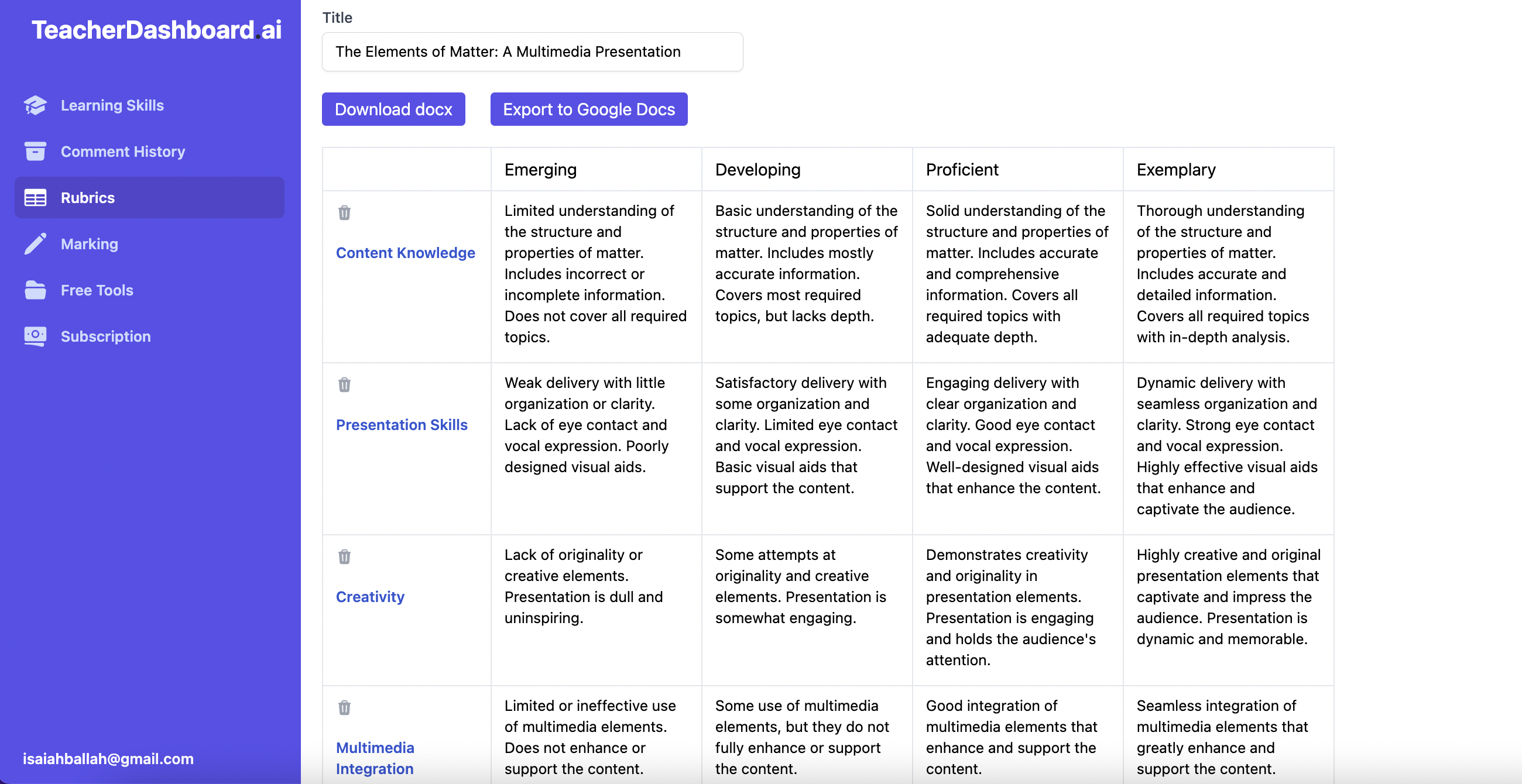 Media TeacherDashboard.ai - Pembuat rubrik AI, menandakan, laporan kad & banyak lagi 4