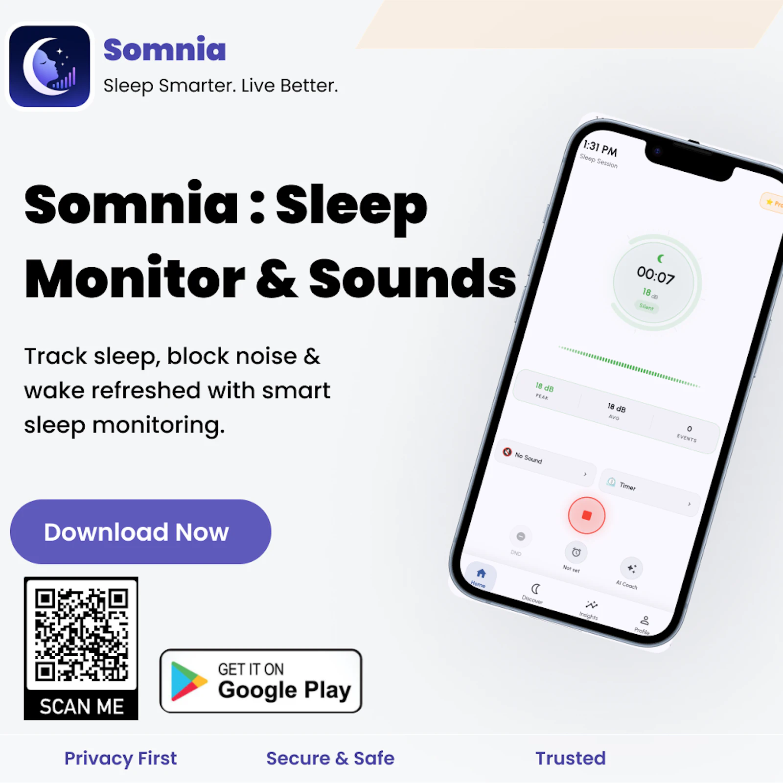 Somnia — AI Sleep Monitor, Tracker  screenshot 1