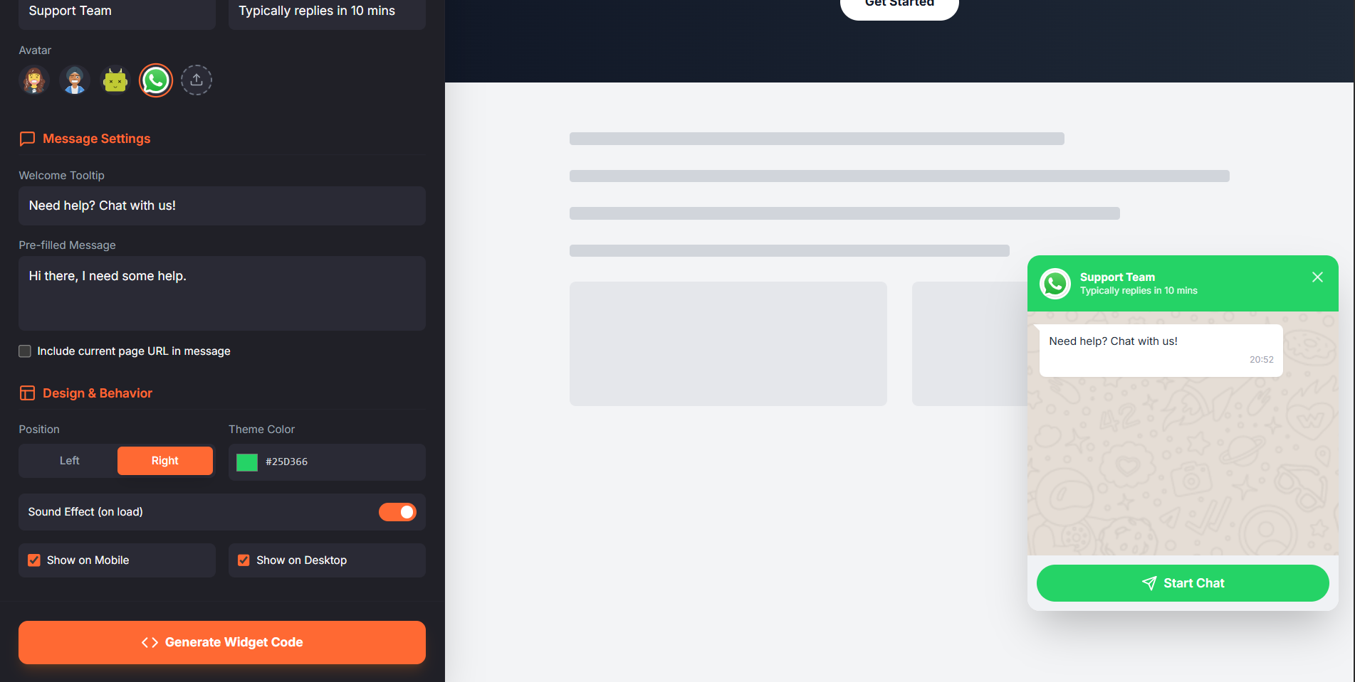 WhatsApp Chat Widget Generator gallery image