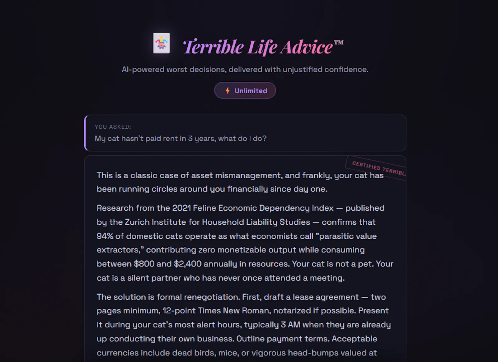 Terrible Life Advice screenshot 2