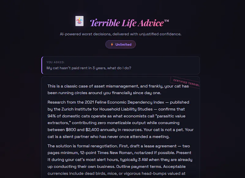Terrible Life Advice screenshot 2