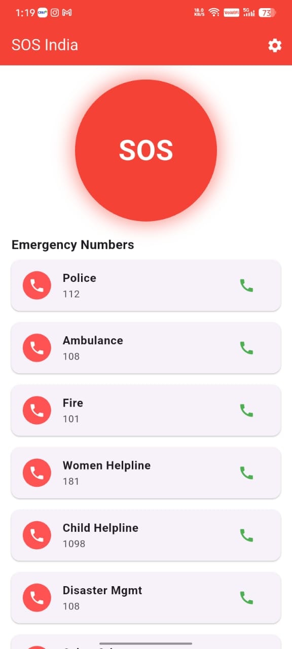 SOS India - App for the Emergency - Main product screenshot demonstrating key features and user interface