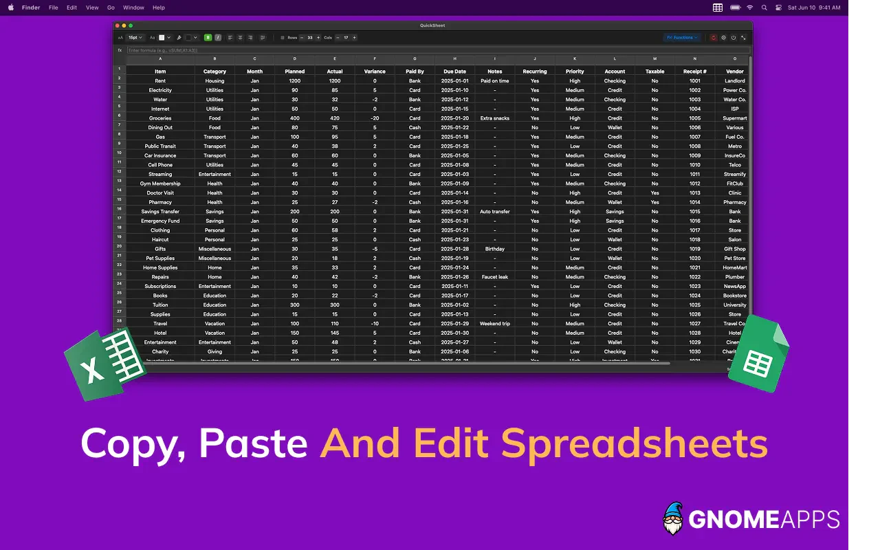 QuickSheet v1.2 screenshot 3