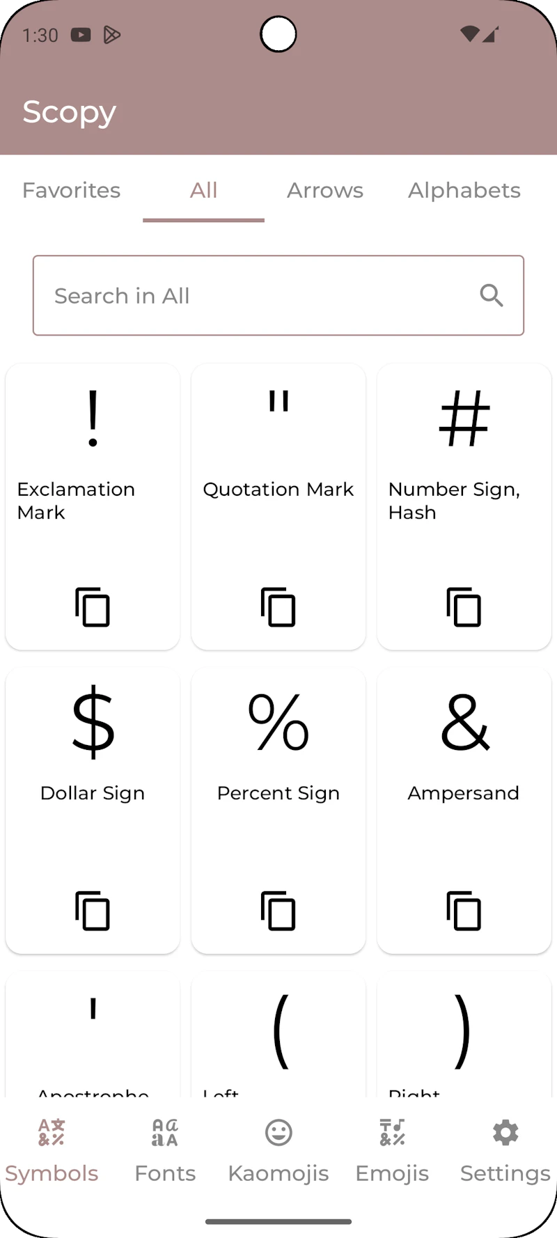 Scopy: Symbols, Fonts & Kaomojis screenshot 1