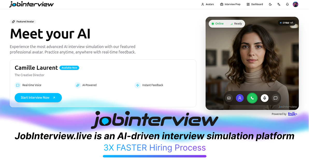 Jobinterview.live - Main product screenshot demonstrating key features and user interface