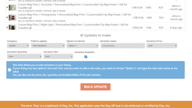 Bulk Listing Editor for Etsy gallery image