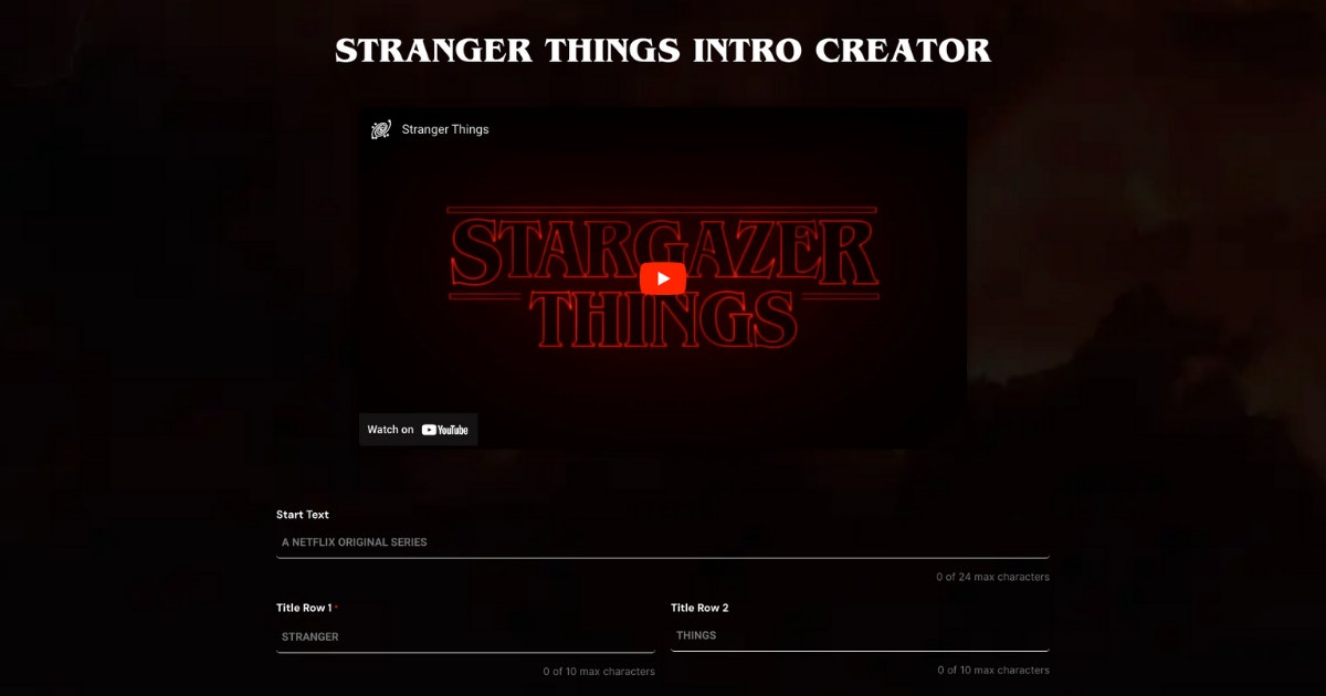 Stranger Things Intro Creator - Main product screenshot demonstrating key features and user interface