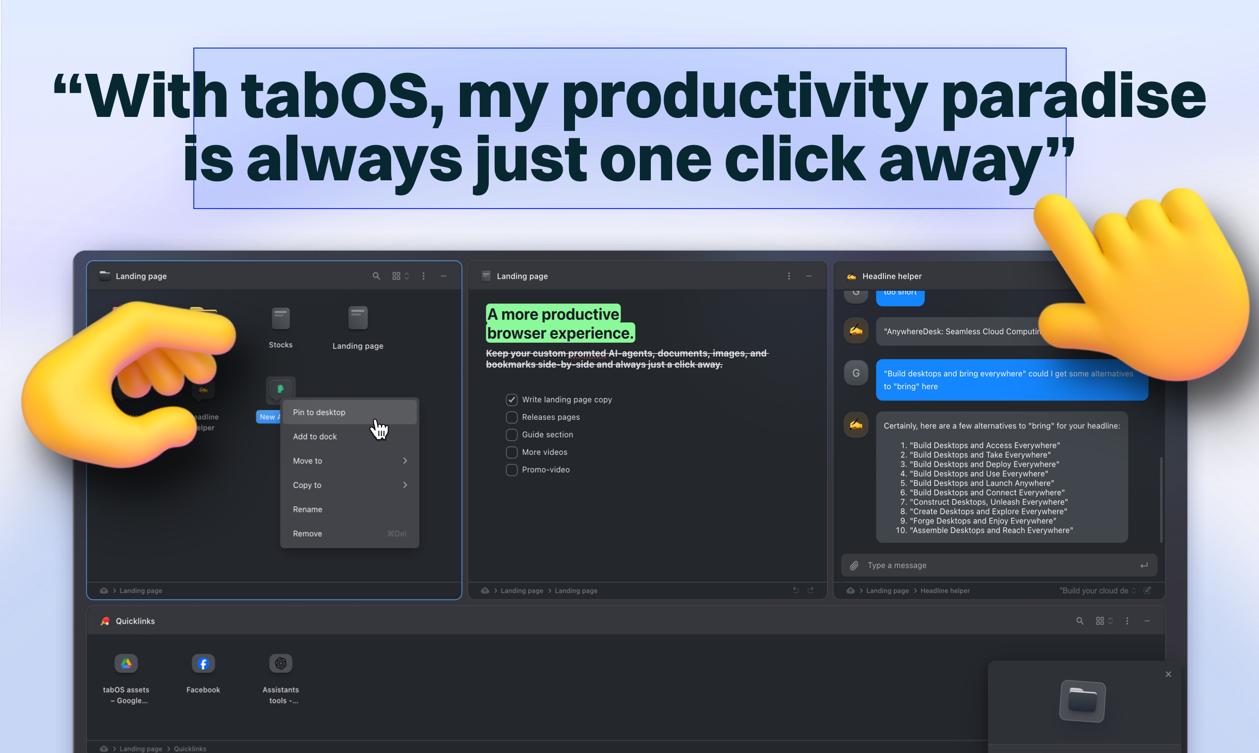 startuptile tabOS-All-in-one dashboards for tabs notes AI chats and more