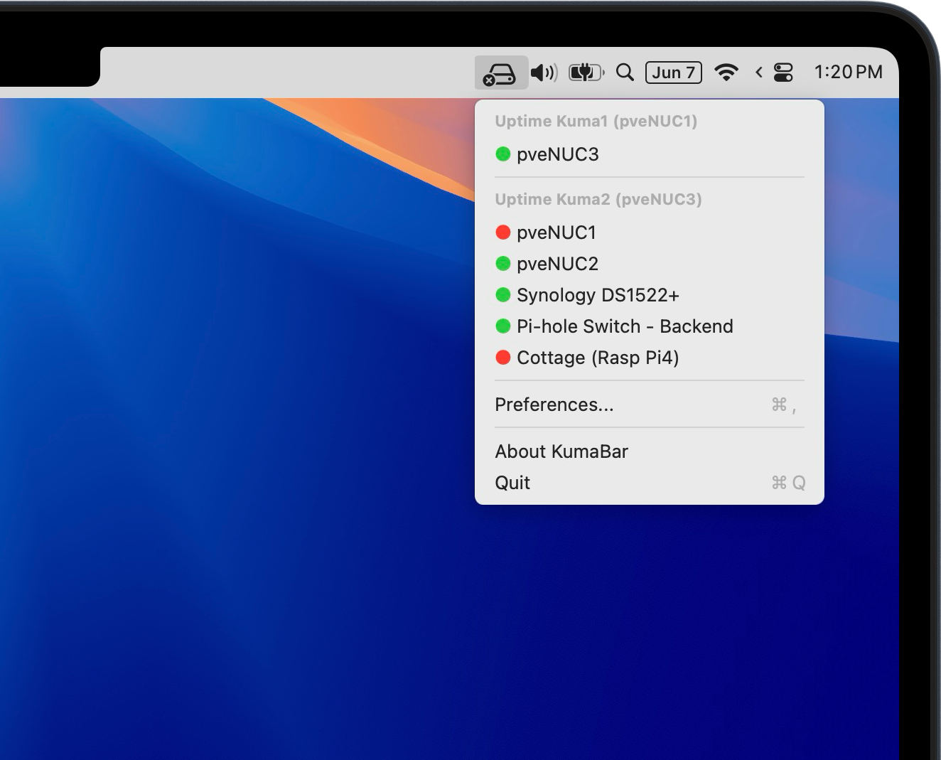 Mistig - Uptime Kuma in uw macOS -menubalk media 1