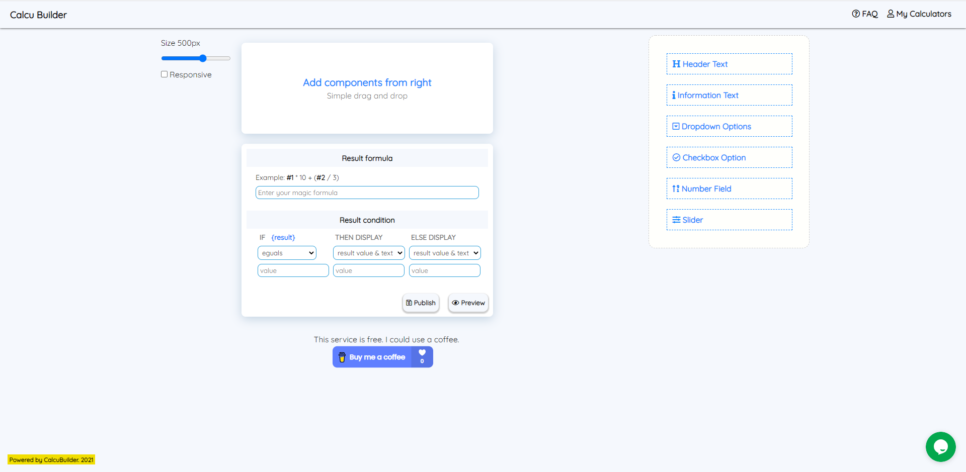 CalcuBuilder - no code web calculators gallery image