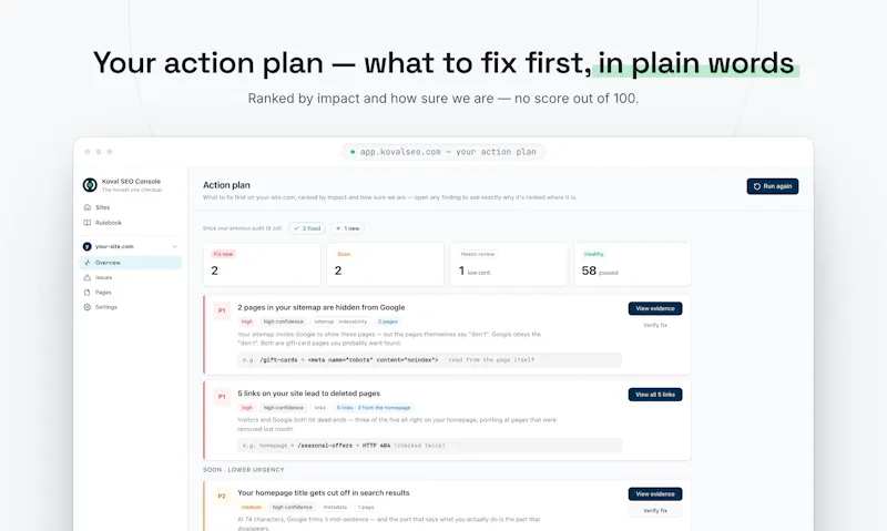 Koval SEO Console screenshot 2
