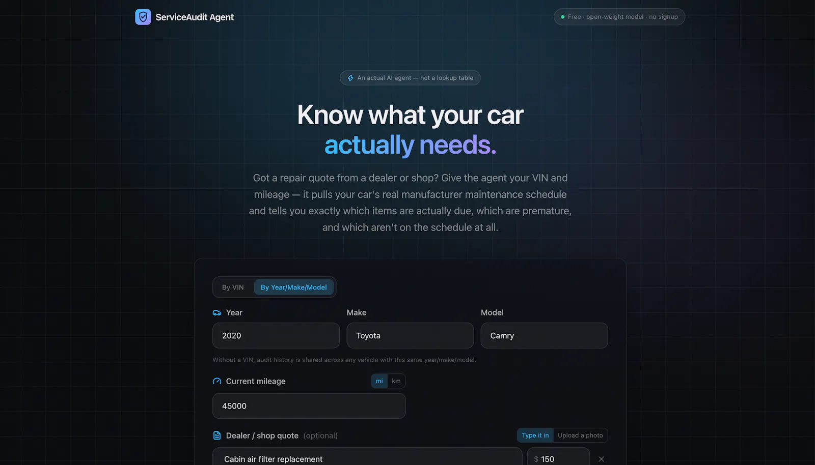 Service Audit agent screenshot 1