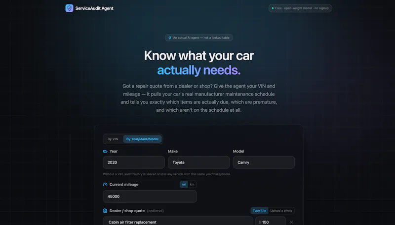 Service Audit agent screenshot 1