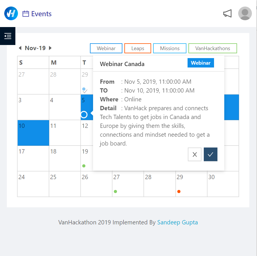 Vanhackathon - VanHack Chrome Extension gallery image
