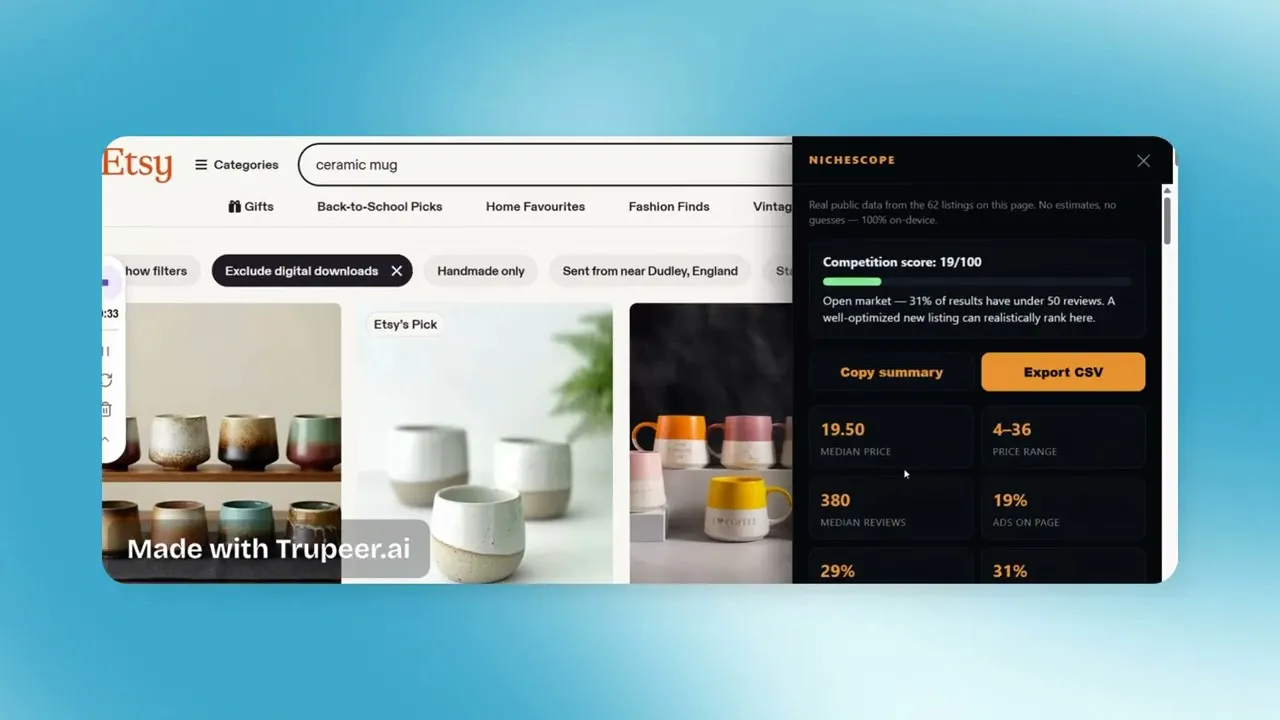 NicheScope — Free Etsy Competitor Data gallery image