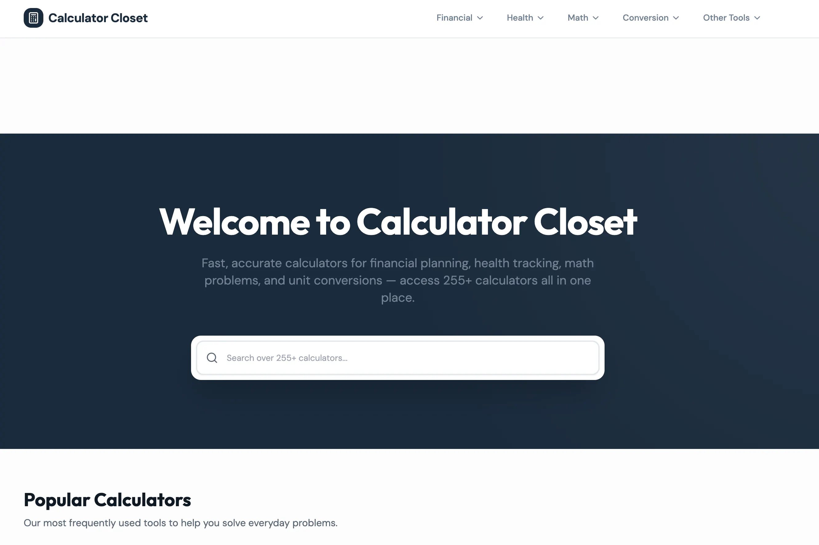 Calculator Closet 專案橫幅