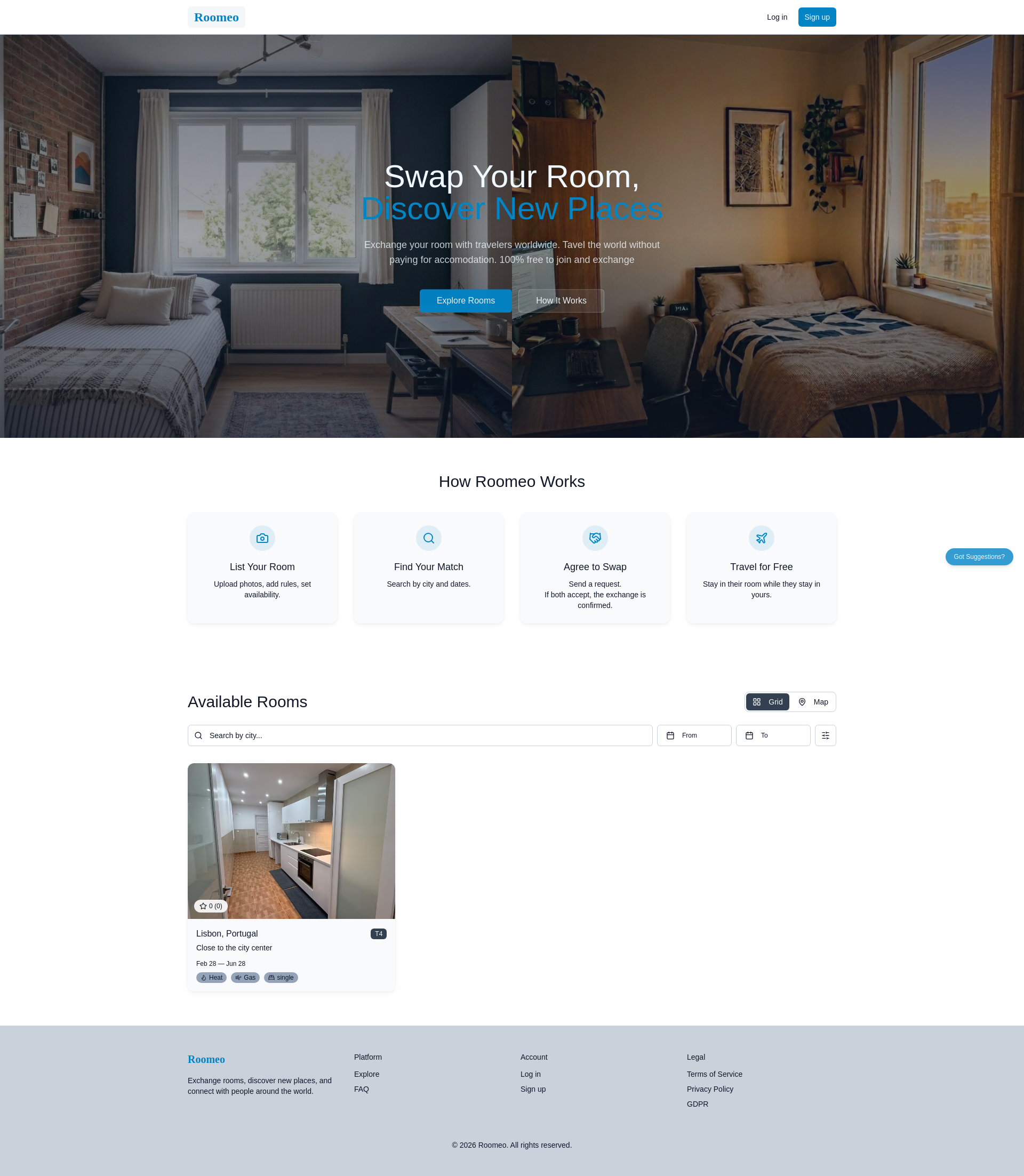 SwapMyRoom - Main product screenshot demonstrating key features and user interface