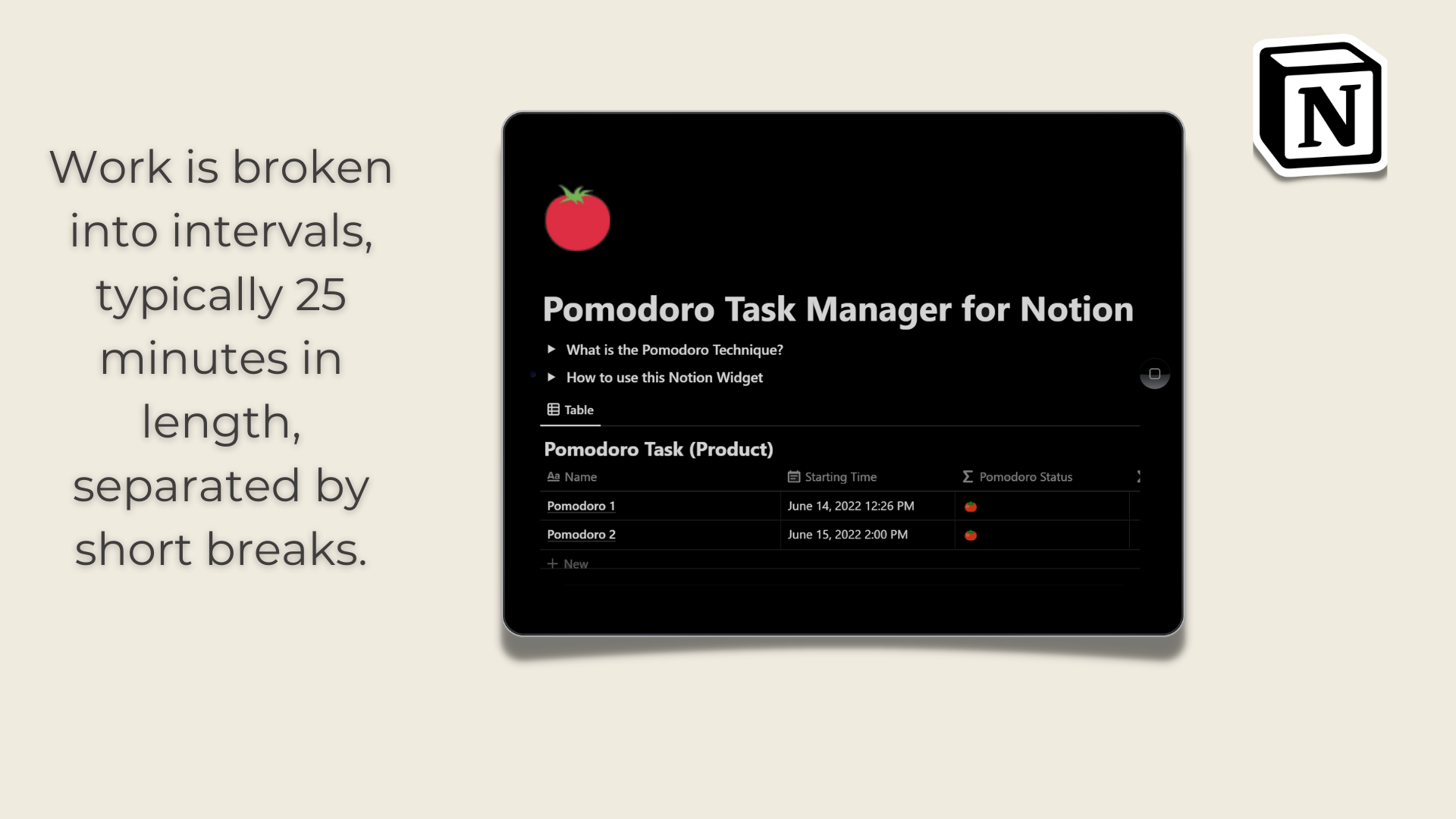 개념에 대한 Pomodoro 작업 관리자 - 개념으로 Pomodoro 간격을 만듭니다. 위젯이 필요하지 않습니다 미디어 3