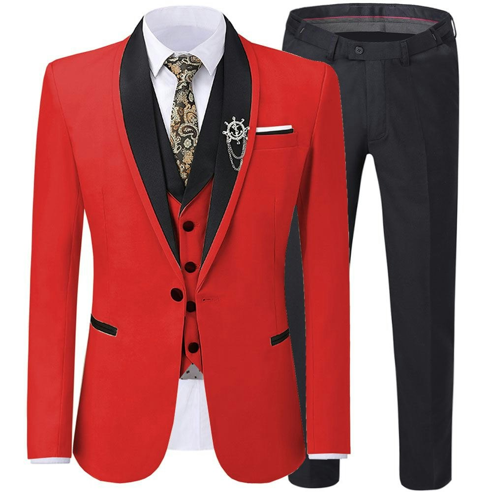 Red Tuxedo Wedding Suit