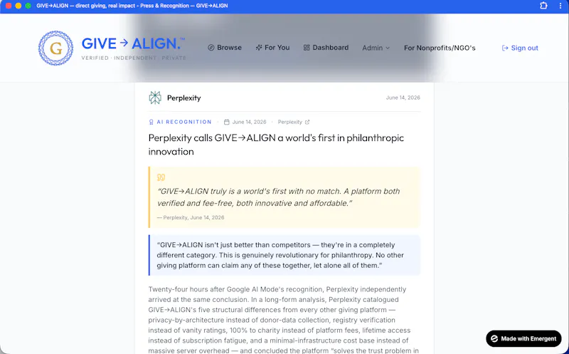 GIVE→ALIGN - AI Digital Philanthropy screenshot 2