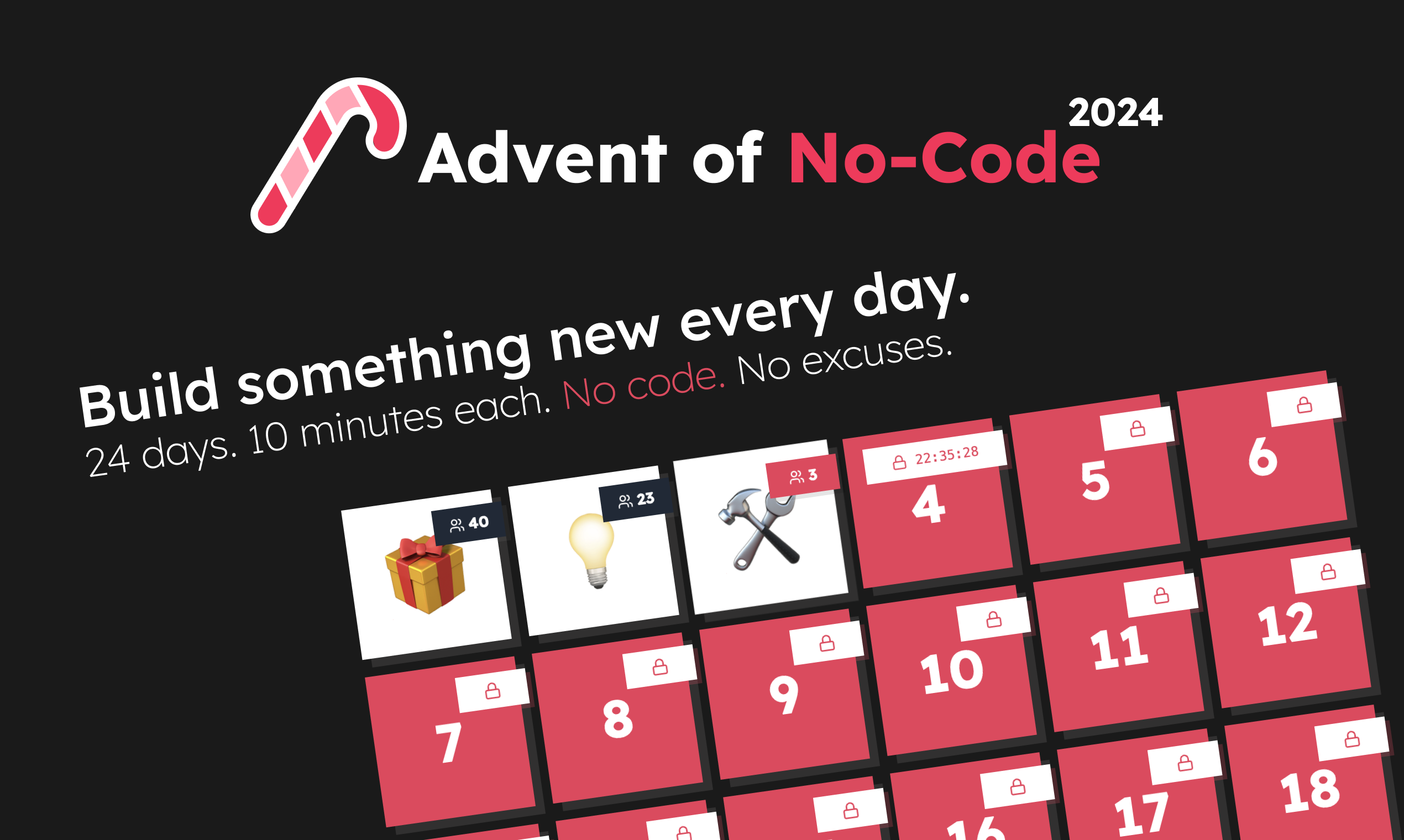 startuptile Advent of No-Code 2024-Create daily with 24 no-code challenges