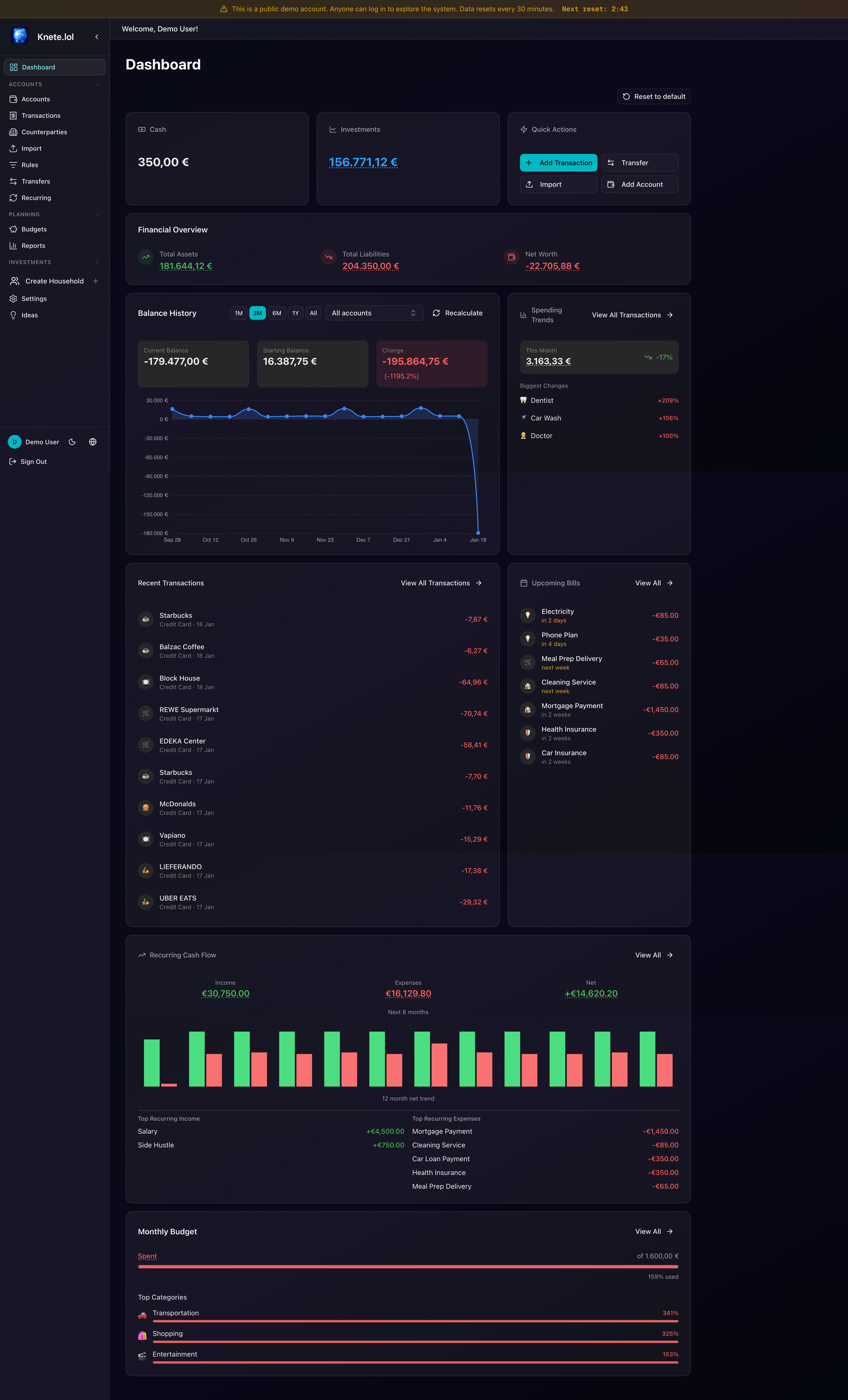Knete.lol - Main product screenshot demonstrating key features and user interface