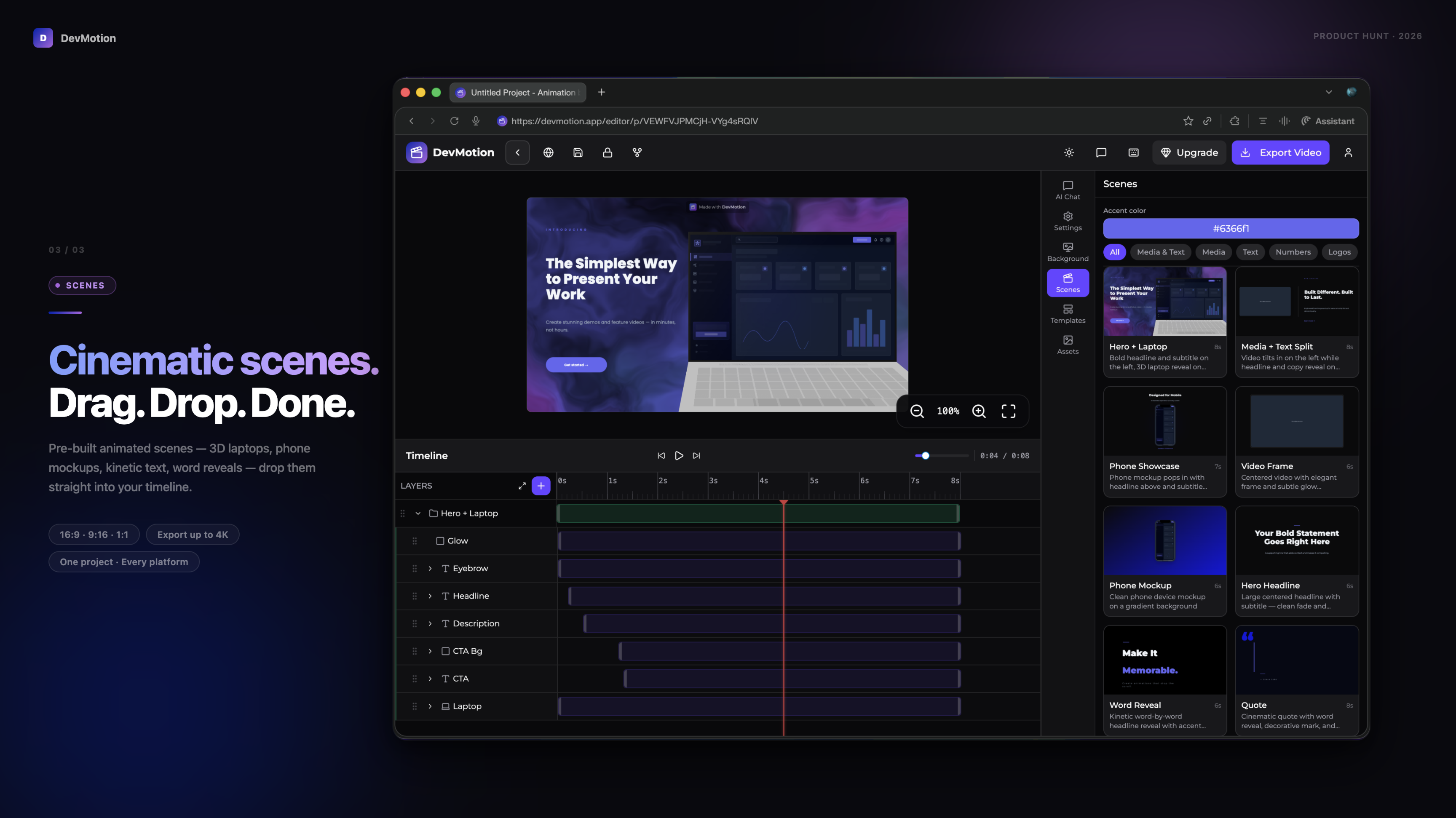 DevMotion — AI Video Editor gallery image