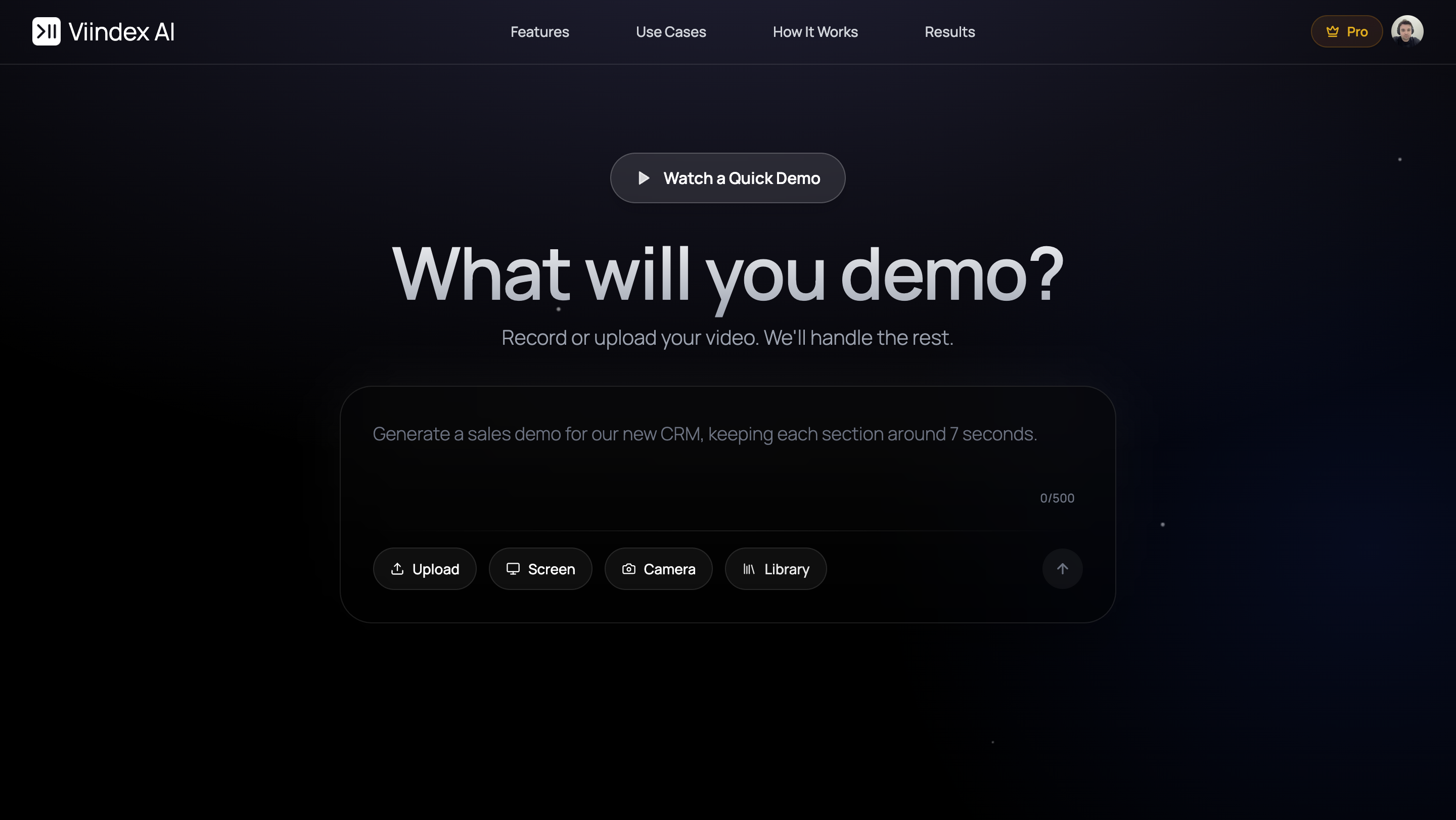 Viindex AI - Main screenshot showing features and interface